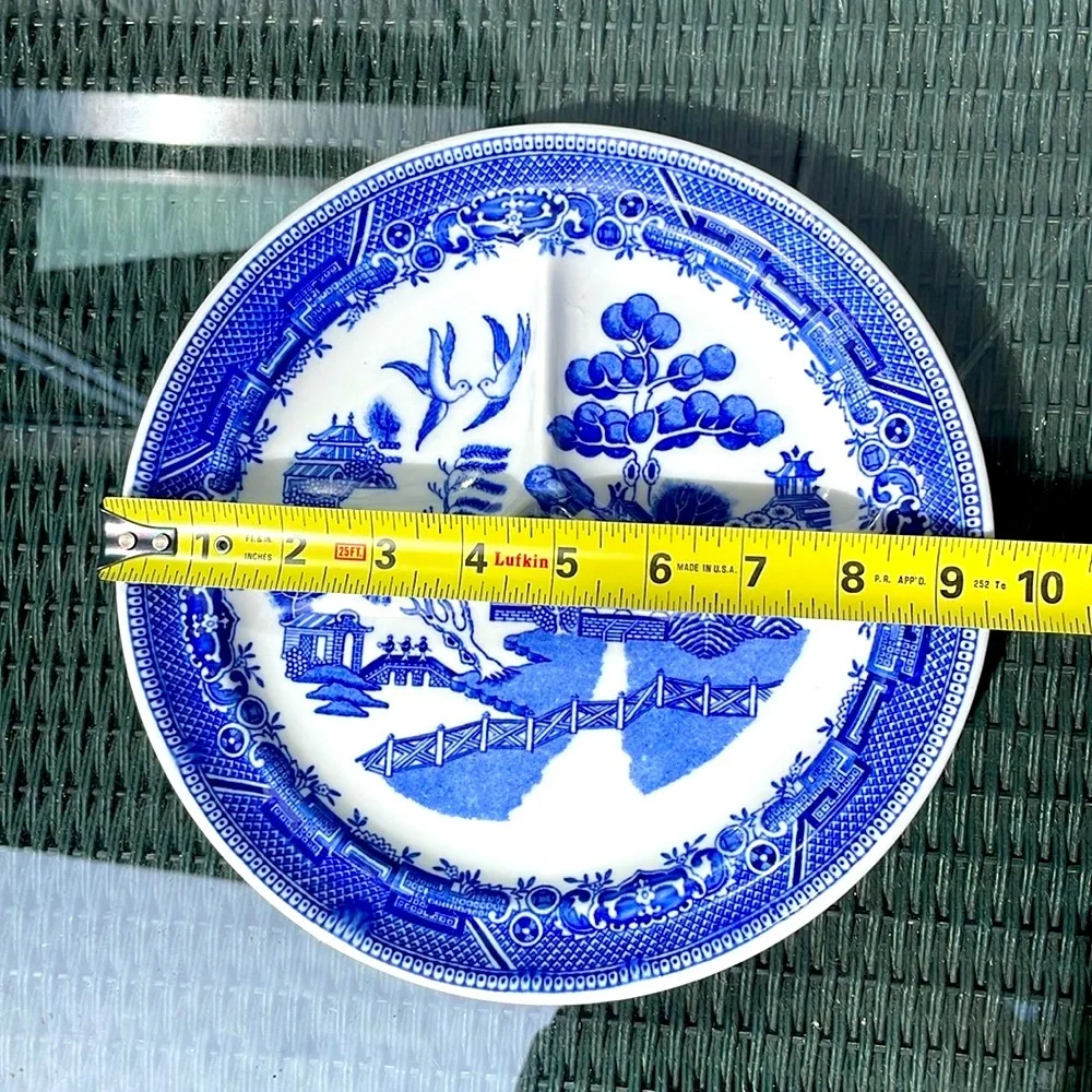 Blue Willow Grafton Grill Plate 9.5”  Vintage 1950’s Made by Carr China Co. EUC